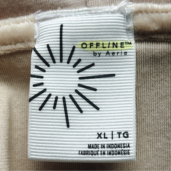 NWOT Aerie Offline Bright Lights Velour Hooded Full Zip Sweatshirt Cropped XL - Picture 5 of 7